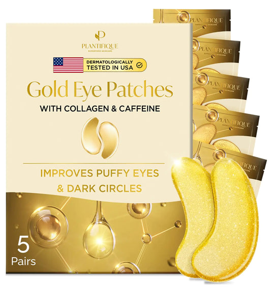 PLANTIFIQUE Gold Under Eye Patches for Puffy Eyes